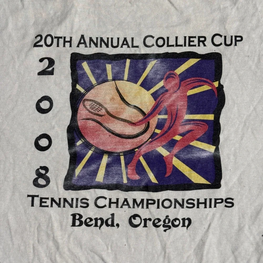 Vtg Hanes 2008 Collier Cup Tennis Championships Bend Oregon T-Shirt XL Cream - Picture 10 of 10
